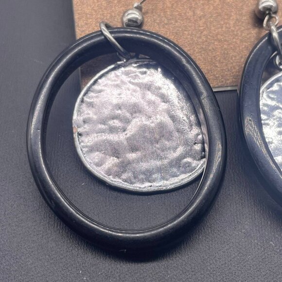 Zevar by Treska Hammered Circle Dangle Drop Earrings Boho Bohemian Hippie - Picture 4 of 5